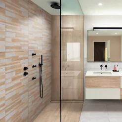 Carrelage Mural Effet Bois<Faïence murale intérieur effet bois et béton L.60 x l.30 cm x ép.8,2 mm, Tendance