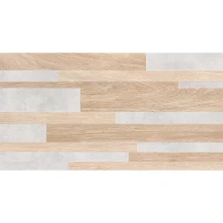 Carrelage Mural Effet Bois<Faïence murale intérieur effet bois et béton L.60 x l.30 cm x ép.8,2 mm, Tendance