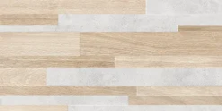 Carrelage Mural Effet Bois<Faïence murale intérieur effet bois et béton L.60 x l.30 cm x ép.8,2 mm, Tendance