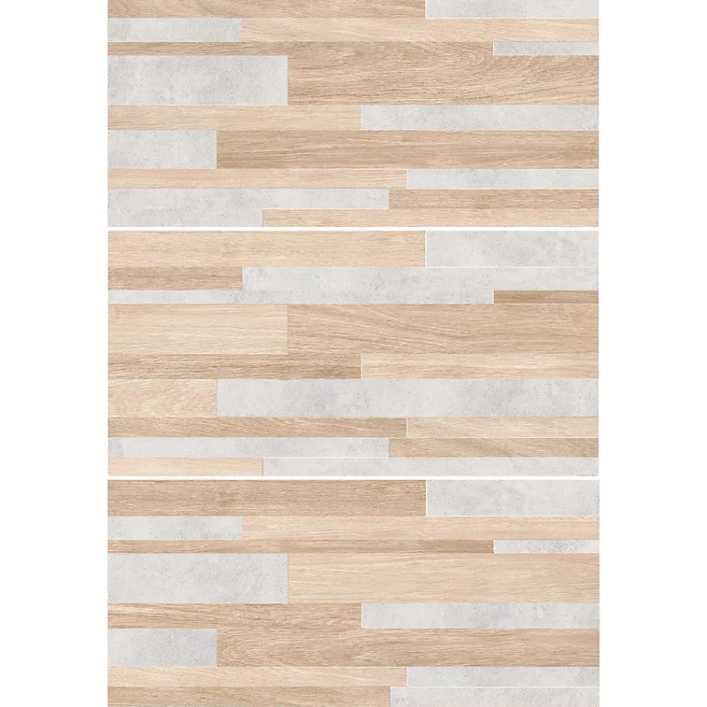 Carrelage Mural Effet Bois<Faïence murale intérieur effet bois et béton L.60 x l.30 cm x ép.8,2 mm, Tendance