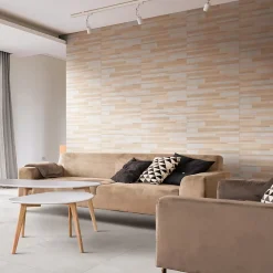 Carrelage Mural Effet Bois<Faïence murale intérieur effet bois et béton L.60 x l.30 cm x ép.8,2 mm, Tendance