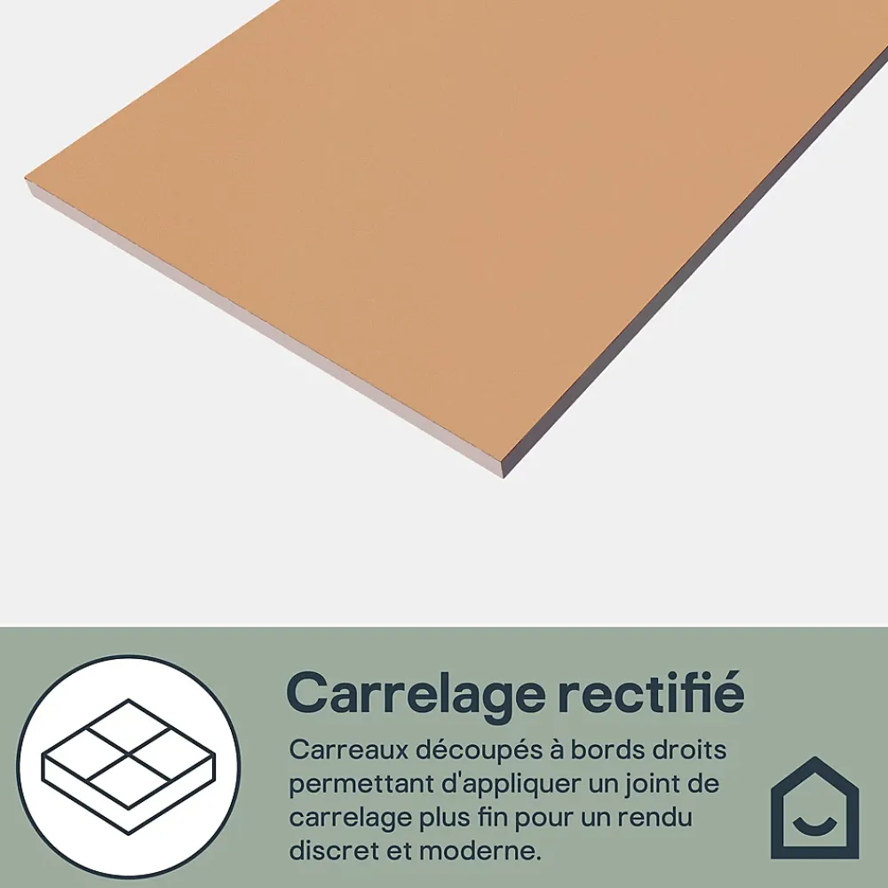 GoodHome Faïence murale intérieur terracotta satiné L.60 x l.30 cm x ép.7 mm, Colville- Carrelage Mural Pour Douche|Carrelage Mural Pour Cuisine
