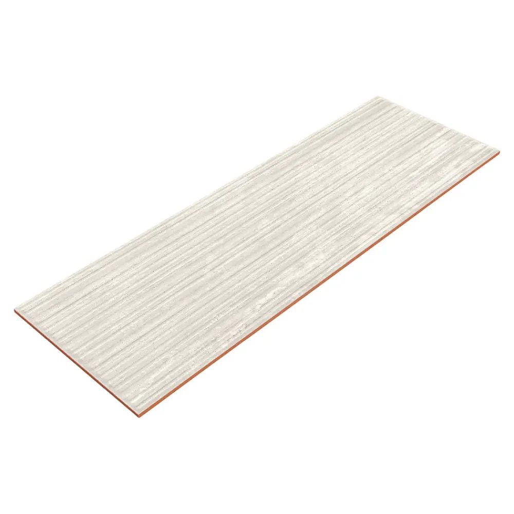 GoodHome Faïence murale ivoire mat décor fines cannelures L.60 x l.20 cm x ép.9,4 mm, Soft Travertin- Faïence Effet Pierre|Faïence Pour Pièce À Vivre