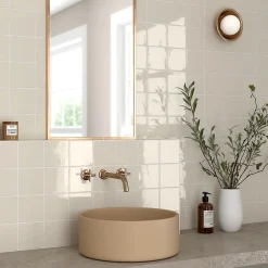 Equipe Ceramica Faïence murale unie beige brillant L.10 x l.10 cm x ép.8 mm, Twist- Faïence Pour Douche|Faïence Unie