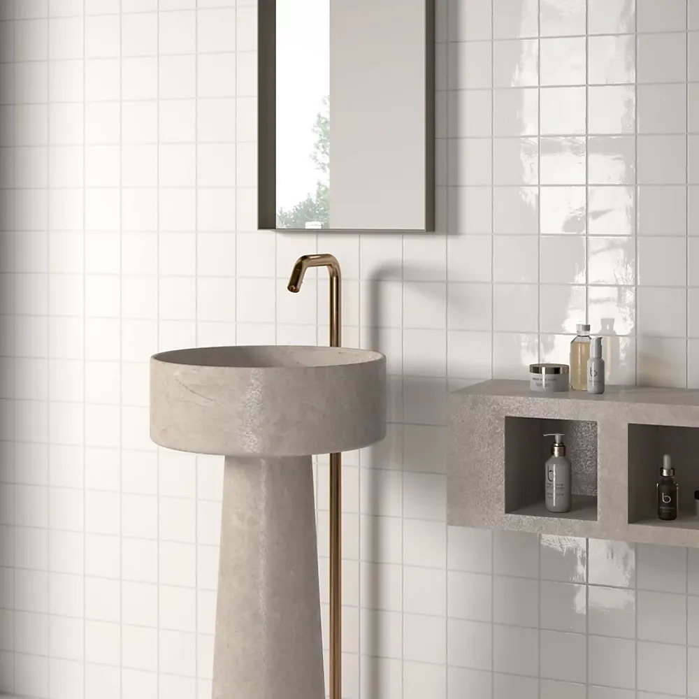 Equipe Ceramica Faïence murale unie blanc brillant L.10 x l.10 cm x ép.8 mm, Twist- Carrelage Mural Pour Douche|Carrelage Mural Pour Cuisine