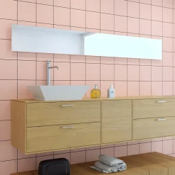 Faïence Unie|Carrelage Mural Pour Wc<Faïence murale unie rose saumoné satin L.20 x l.20 cm, Monocolor