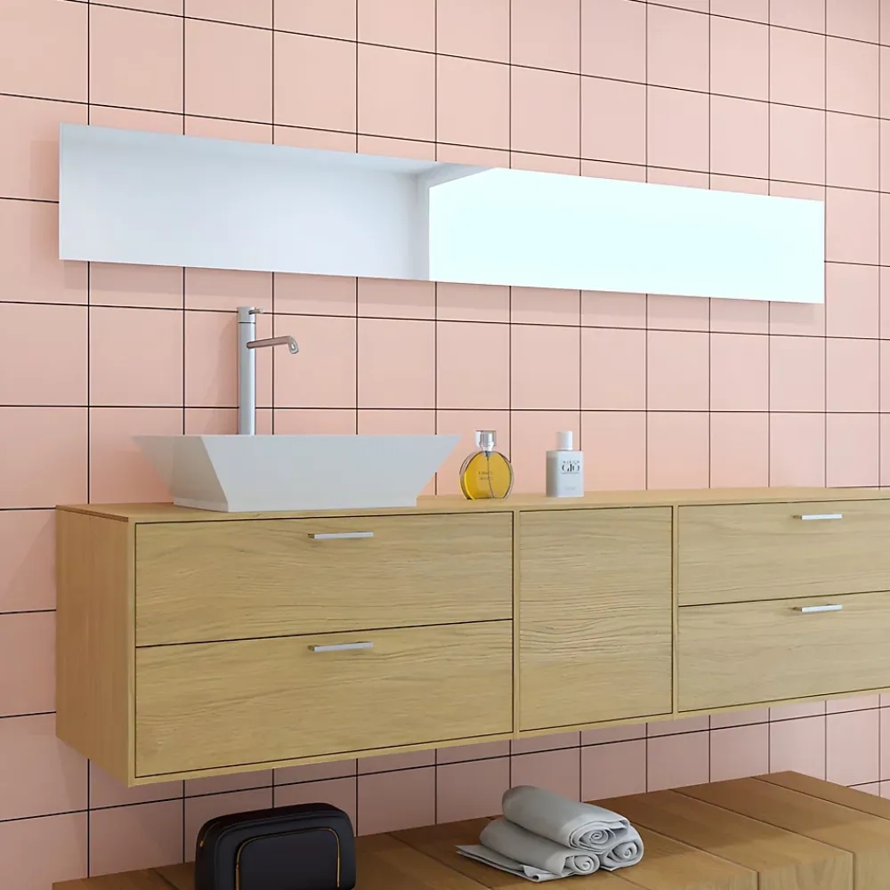 Faïence Unie|Carrelage Mural Pour Wc<Faïence murale unie rose saumoné satin L.20 x l.20 cm, Monocolor