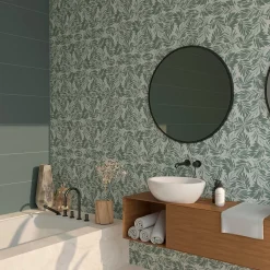 Etile Carrelage Mural Pour Douche|Carrelage Mural Pour Cuisine<Faïence murale vert décor feuille 2D L.90 x l.30 cm x ép.10,5 mm, Aspen