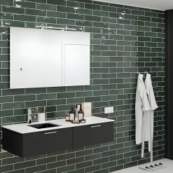 Faïence murale vert effet terre cuite brillant L.30 x l.7,5 cm, Vernissea- Carrelage Mural Pour Wc|Faïence Pour Douche