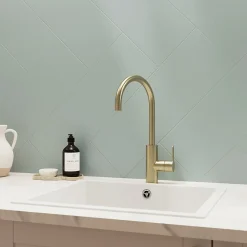 GoodHome Faïence murale vert satiné L.60 x l.20 cm x ép.8,3 mm, Plain- Faïence Unie|Faïence Pour Douche