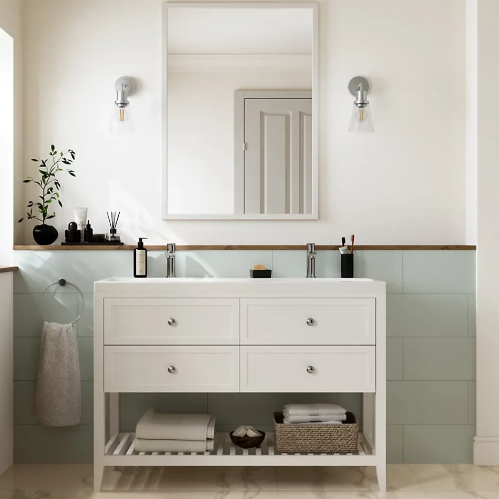 GoodHome Faïence murale vert satiné L.60 x l.20 cm x ép.8,3 mm, Plain- Faïence Unie|Faïence Pour Douche