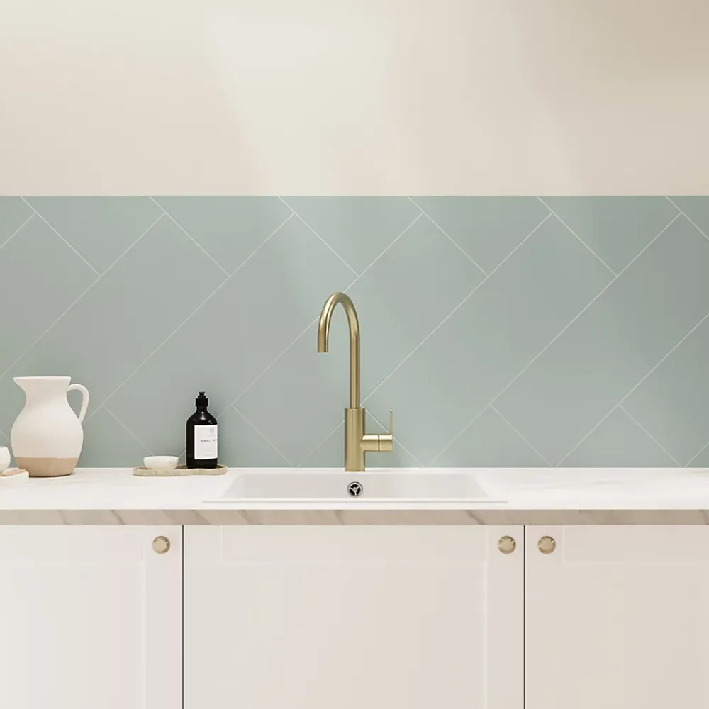 GoodHome Faïence murale vert satiné L.60 x l.20 cm x ép.8,3 mm, Plain- Faïence Unie|Faïence Pour Douche
