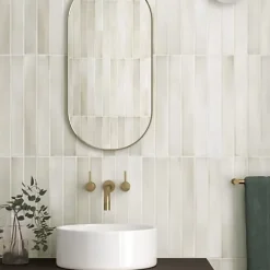 Les Carreaux De Jean  Faience Effet Zellige Beige Clair MASSIMO Almonde 5x40cm - Les Carreaux de Jean- Faïence Pour Cuisine|Faïence Pour Douche