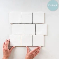 Gioia Materia Faïence Pour Pièce À Vivre|Faïence Pour Cuisine<Faience Effet Zellige Blanc MALLORCA 10x10cm White - Les Carreaux de Jean