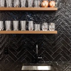 Gioia Materia Faience Effet Zellige Noir MALLORCA 6,5x20cm Black - Les Carreaux de Jean- Faïence Pour Cuisine