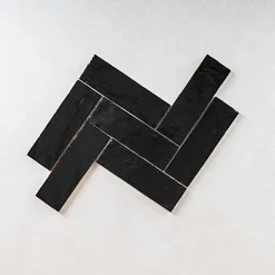Gioia Materia Faience Effet Zellige Noir MALLORCA 6,5x20cm Black - Les Carreaux de Jean- Faïence Pour Cuisine