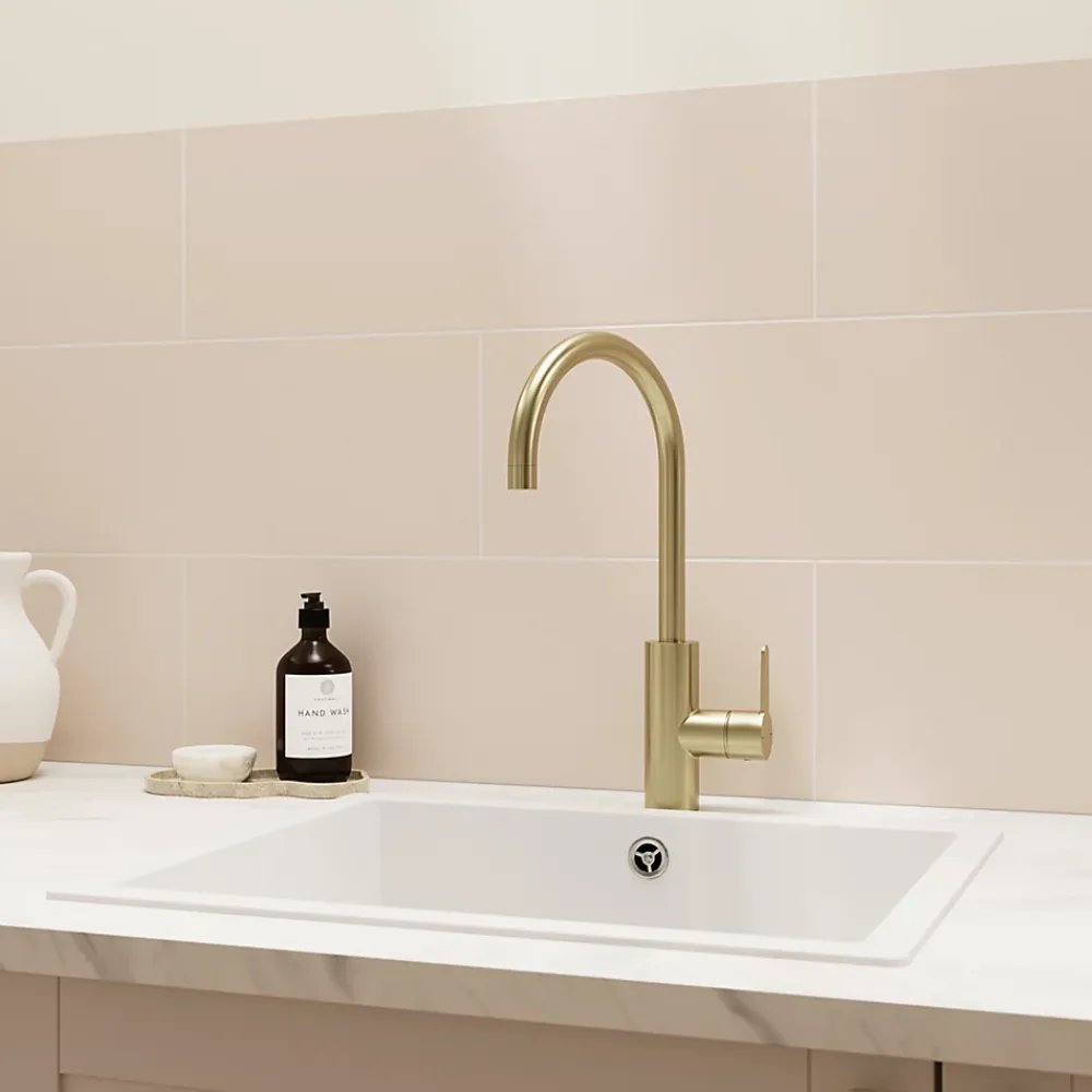GoodHome Faïence Unie|Faïence Pour Douche<Faience murale sable satiné L.60 x l.20 cm x ép.8,3 mm, Plain