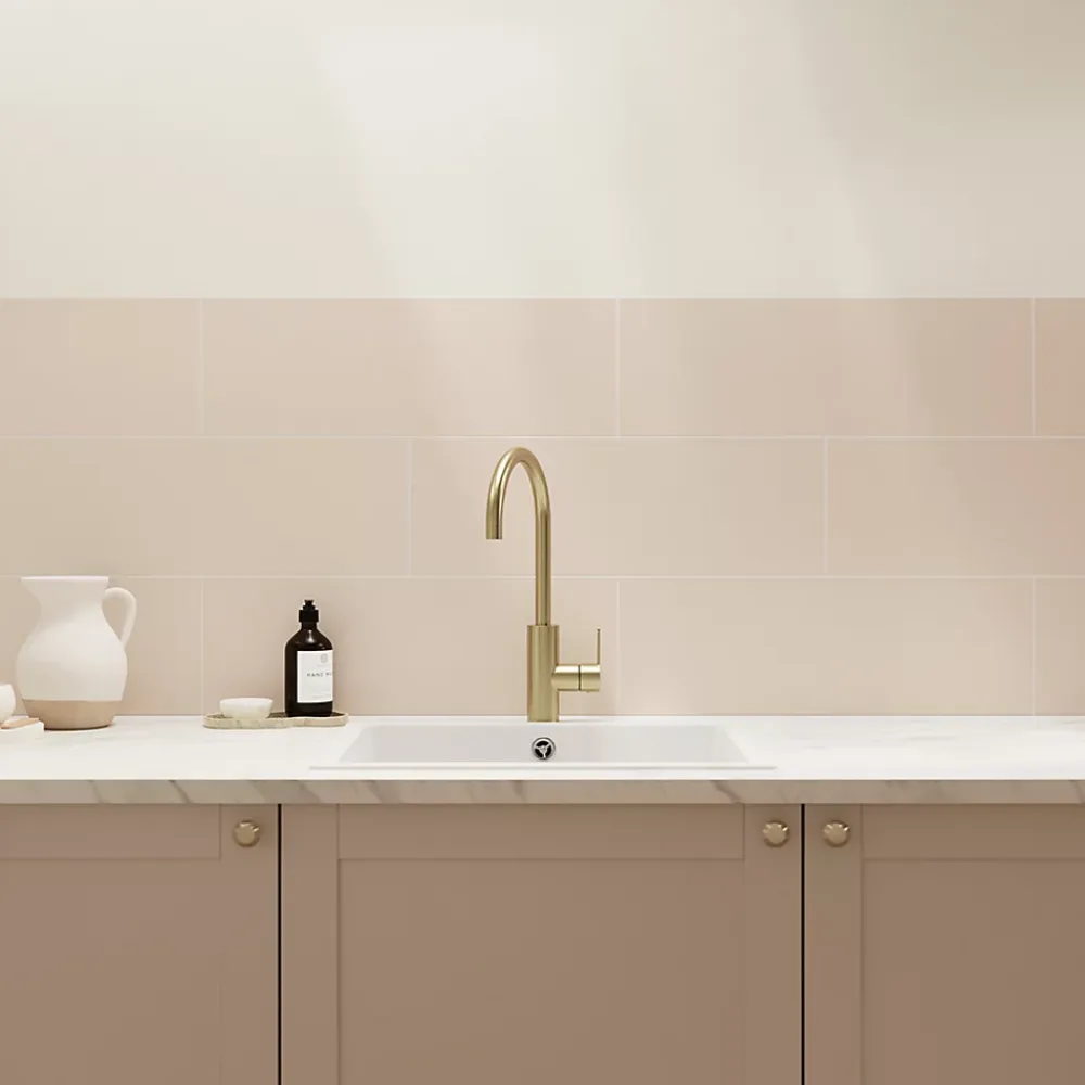GoodHome Faïence Unie|Faïence Pour Douche<Faience murale sable satiné L.60 x l.20 cm x ép.8,3 mm, Plain