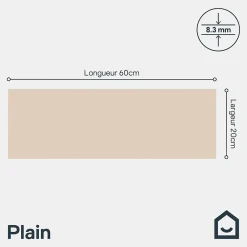 GoodHome Faïence Unie|Faïence Pour Douche<Faience murale sable satiné L.60 x l.20 cm x ép.8,3 mm, Plain