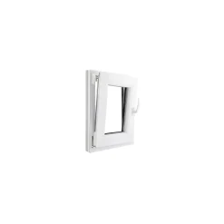 GoodHome Fenêtre 1 vantail oscillo-battante, tirant gauche double vitrage en PVC blanc l.45 x H.63 cm- Fenêtre Pvc