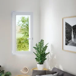 GoodHome Fenêtre Pvc<Fenêtre 1 vantail oscillo-battante, tirant gauche double vitrage en PVC blanc l.85 x H.108 cm