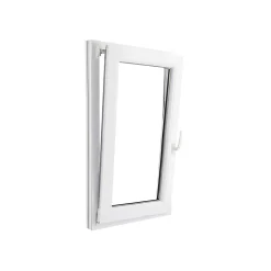GoodHome Fenêtre 1 vantail oscillo-battante, tirant gauche double vitrage en PVC blanc l.65 x H.118 cm- Fenêtre Pvc