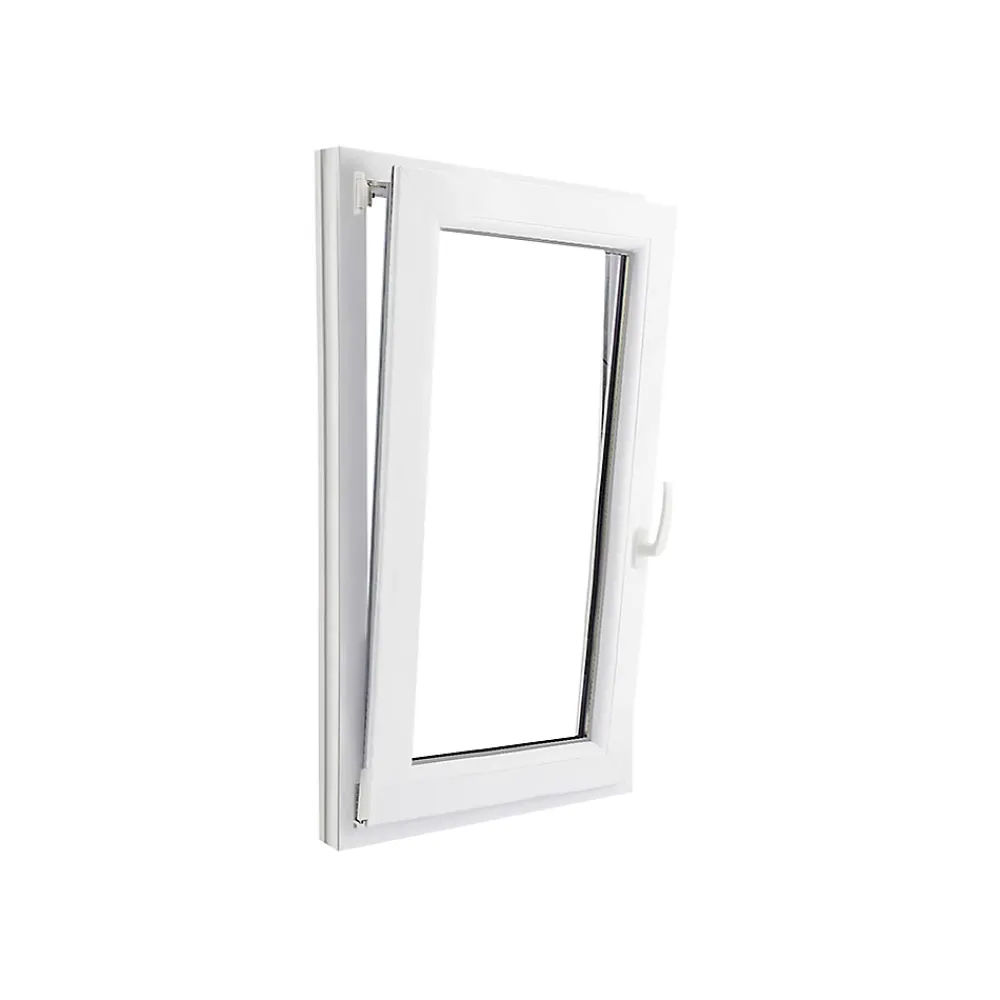 GoodHome Fenêtre 1 vantail oscillo-battante, tirant gauche double vitrage en PVC blanc l.65 x H.118 cm- Fenêtre Pvc