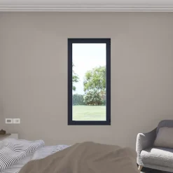 GoodHome Fenêtre 1 vantail oscillo-battante, tirant droit double vitrage en aluminium gris l.63 x H.77 cm- Fenêtre Aluminium