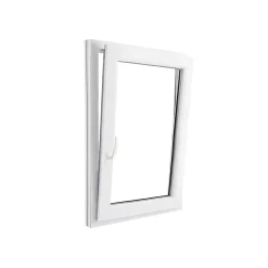 GoodHome Fenêtre Pvc<Fenêtre 1 vantail oscillo-battante, tirant droit double vitrage en PVC blanc l.85 x H.118 cm