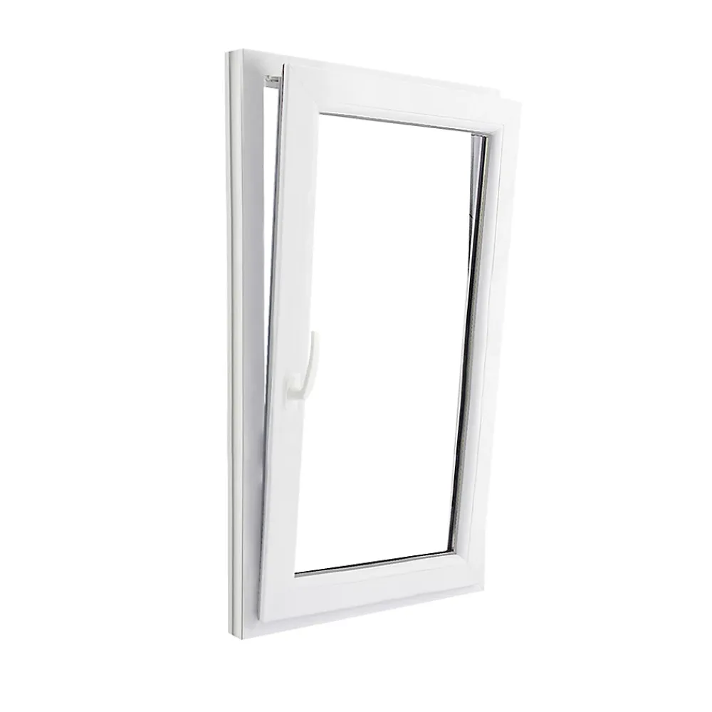 GoodHome Fenêtre 1 vantail oscillo-battante, tirant droit double vitrage en PVC blanc l.85 x H.138 cm- Fenêtre Pvc