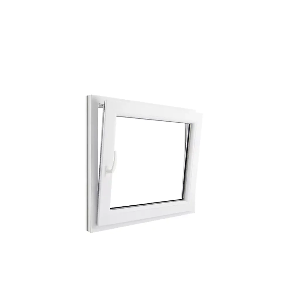 GoodHome Fenêtre 1 vantail oscillo-battante, tirant droit double vitrage en PVC blanc l.85 x H.78 cm- Fenêtre Pvc