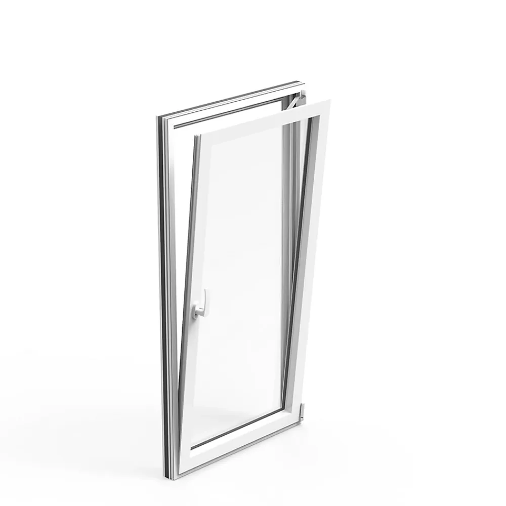 GoodHome Fenêtre 1 vantail oscillo-battante, tirant droit double vitrage en aluminium blanc l.43 x H.47 cm- Fenêtre Aluminium