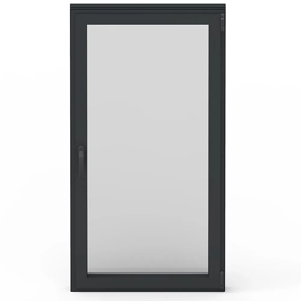 GoodHome Fenêtre Aluminium<Fenêtre 1 vantail oscillo-battante, tirant droit double vitrage en aluminium gris l.43 x H.67 cm