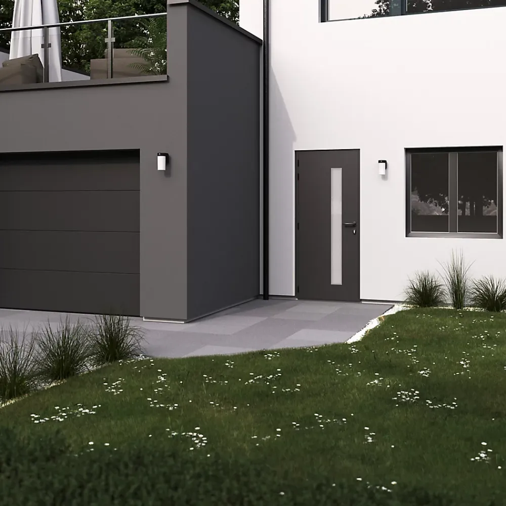 GoodHome Fenêtre Aluminium<Fenêtre 1 vantail oscillo-battante, tirant droit double vitrage en aluminium gris l.43 x H.67 cm