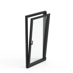 GoodHome Fenêtre Aluminium<Fenêtre 1 vantail oscillo-battante, tirant droit double vitrage en aluminium gris l.43 x H.67 cm