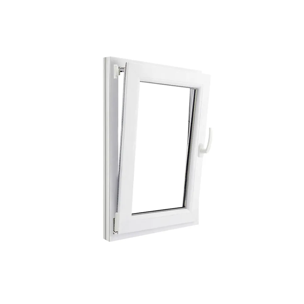 GoodHome Fenêtre 1 vantail oscillo-battante, tirant gauche double vitrage en PVC blanc l.65 x H.98 cm- Fenêtre Pvc