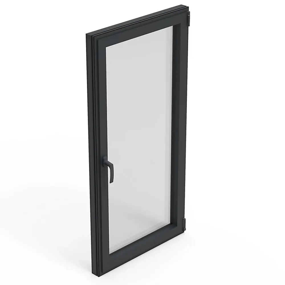 GoodHome Fenêtre Aluminium<Fenêtre 1 vantail oscillo-battante, tirant droit double vitrage en aluminium Gris l.43 x H.47 cm