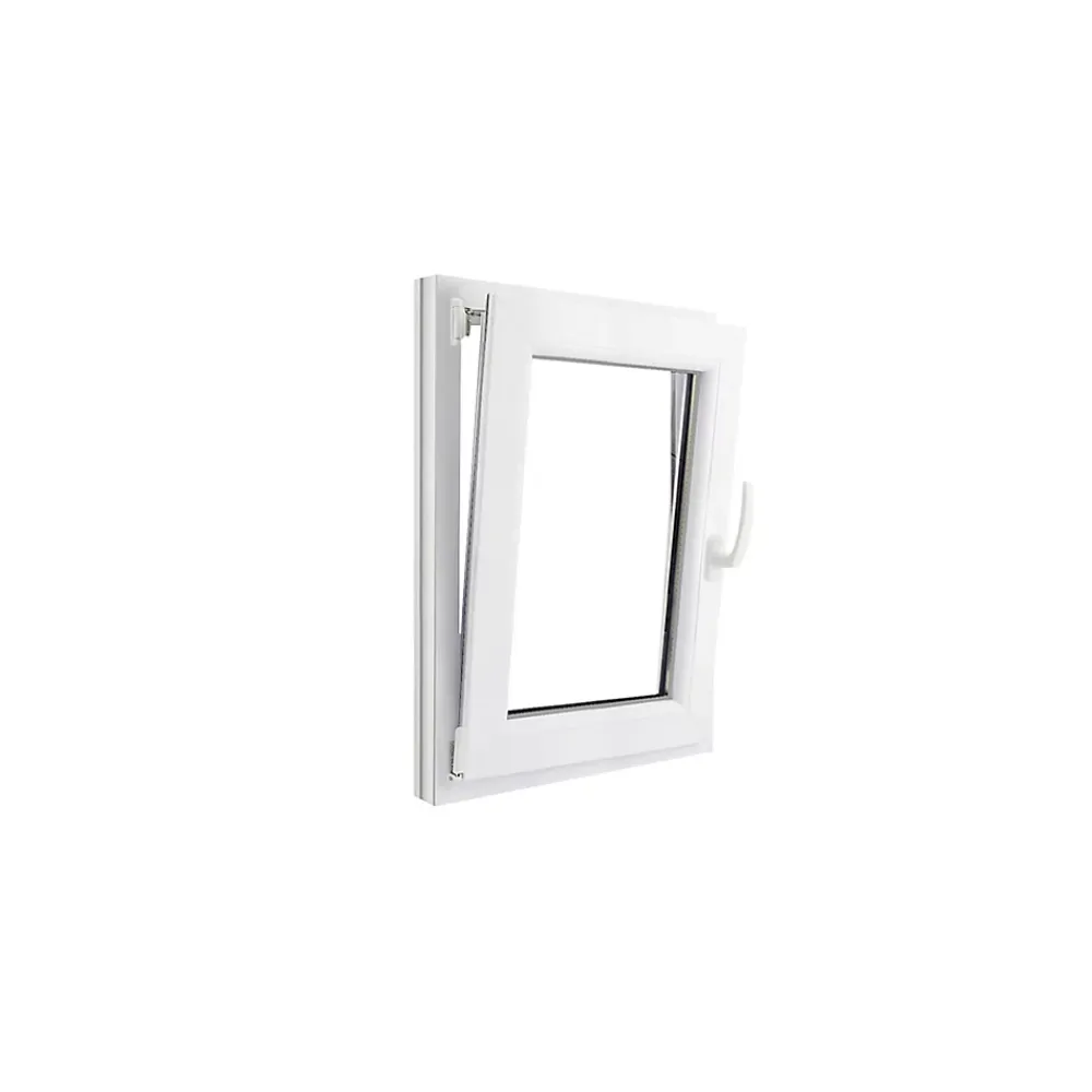 GoodHome Fenêtre 1 vantail oscillo-battante, tirant gauche double vitrage en PVC blanc l.55 x H.78 cm- Fenêtre Pvc