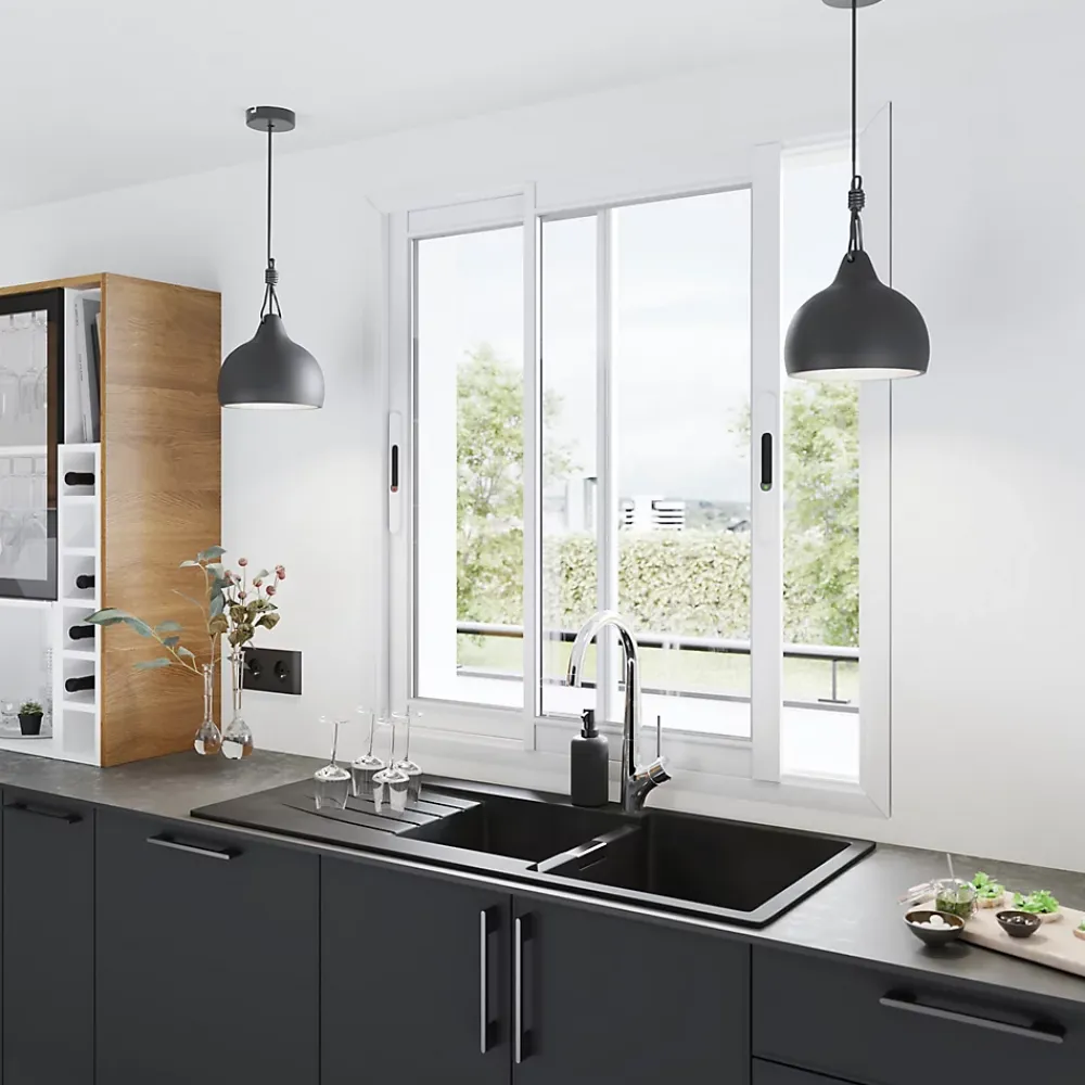 GoodHome Fenêtre Aluminium<Fenêtre 2 vantaux coulissante double vitrage en aluminium blanc l.103 x H.122 cm