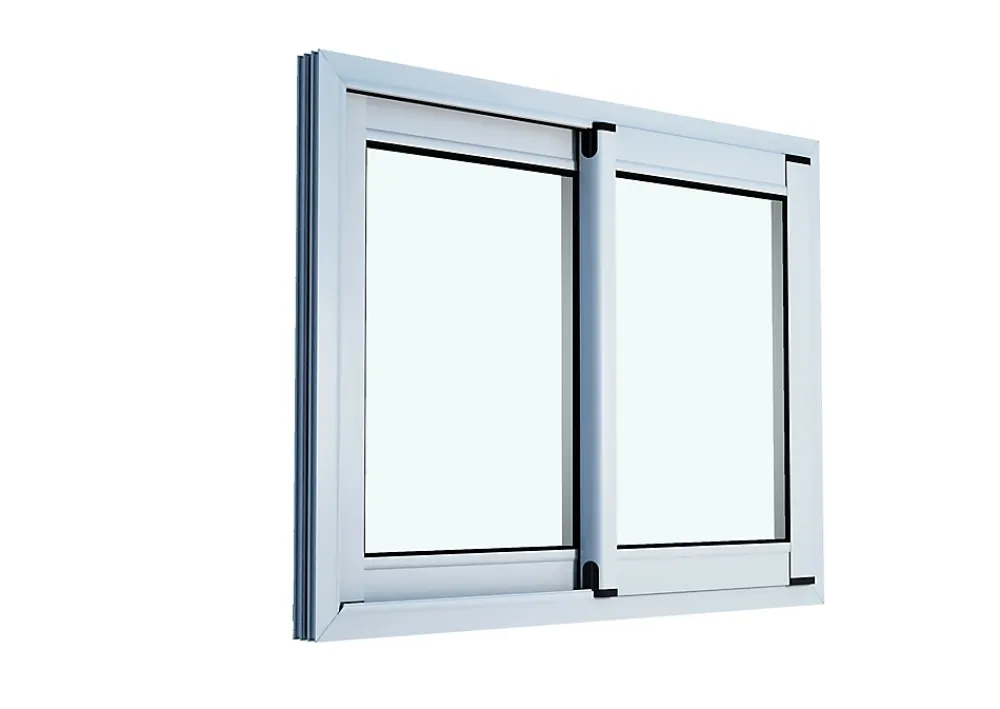 GoodHome Fenêtre 2 vantaux coulissante double vitrage en aluminium blanc l.103 x H.77 cm- Fenêtre Aluminium
