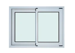 GoodHome Fenêtre 2 vantaux coulissante double vitrage en aluminium blanc l.103 x H.77 cm- Fenêtre Aluminium