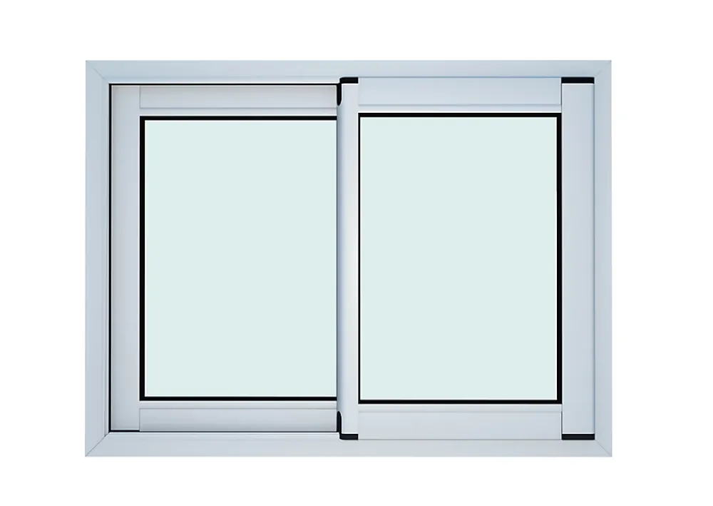 GoodHome Fenêtre 2 vantaux coulissante double vitrage en aluminium blanc l.103 x H.77 cm- Fenêtre Aluminium