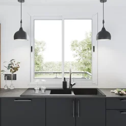 GoodHome Fenêtre 2 vantaux coulissante double vitrage en aluminium blanc l.123 x H.77 cm- Fenêtre Aluminium