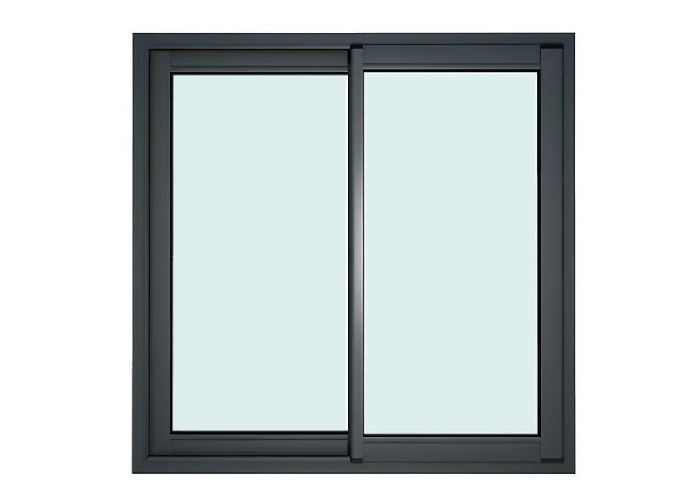 GoodHome Fenêtre Aluminium<Fenêtre 2 vantaux coulissante double vitrage en aluminium gris l.103 x H.117 cm