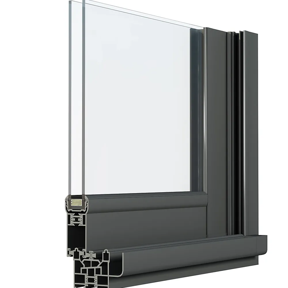 GoodHome Fenêtre Aluminium<Fenêtre 2 vantaux coulissante double vitrage en aluminium gris l.103 x H.117 cm