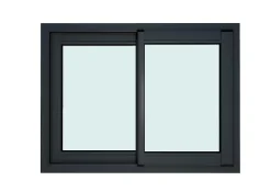 GoodHome Fenêtre 2 vantaux coulissante double vitrage en aluminium gris l.123 x H.77 cm- Fenêtre Aluminium