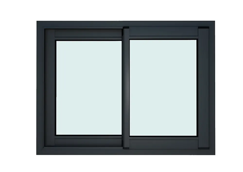 GoodHome Fenêtre 2 vantaux coulissante double vitrage en aluminium gris l.123 x H.77 cm- Fenêtre Aluminium