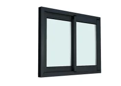 GoodHome Fenêtre 2 vantaux coulissante double vitrage en aluminium gris l.123 x H.77 cm- Fenêtre Aluminium