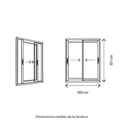 GoodHome Fenêtre 2 vantaux coulissante double vitrage en aluminium blanc l.103 x H.127 cm- Fenêtre Aluminium