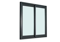 GoodHome Fenêtre 2 vantaux coulissante double vitrage en aluminium gris l.103 x H.102 cm- Fenêtre Aluminium